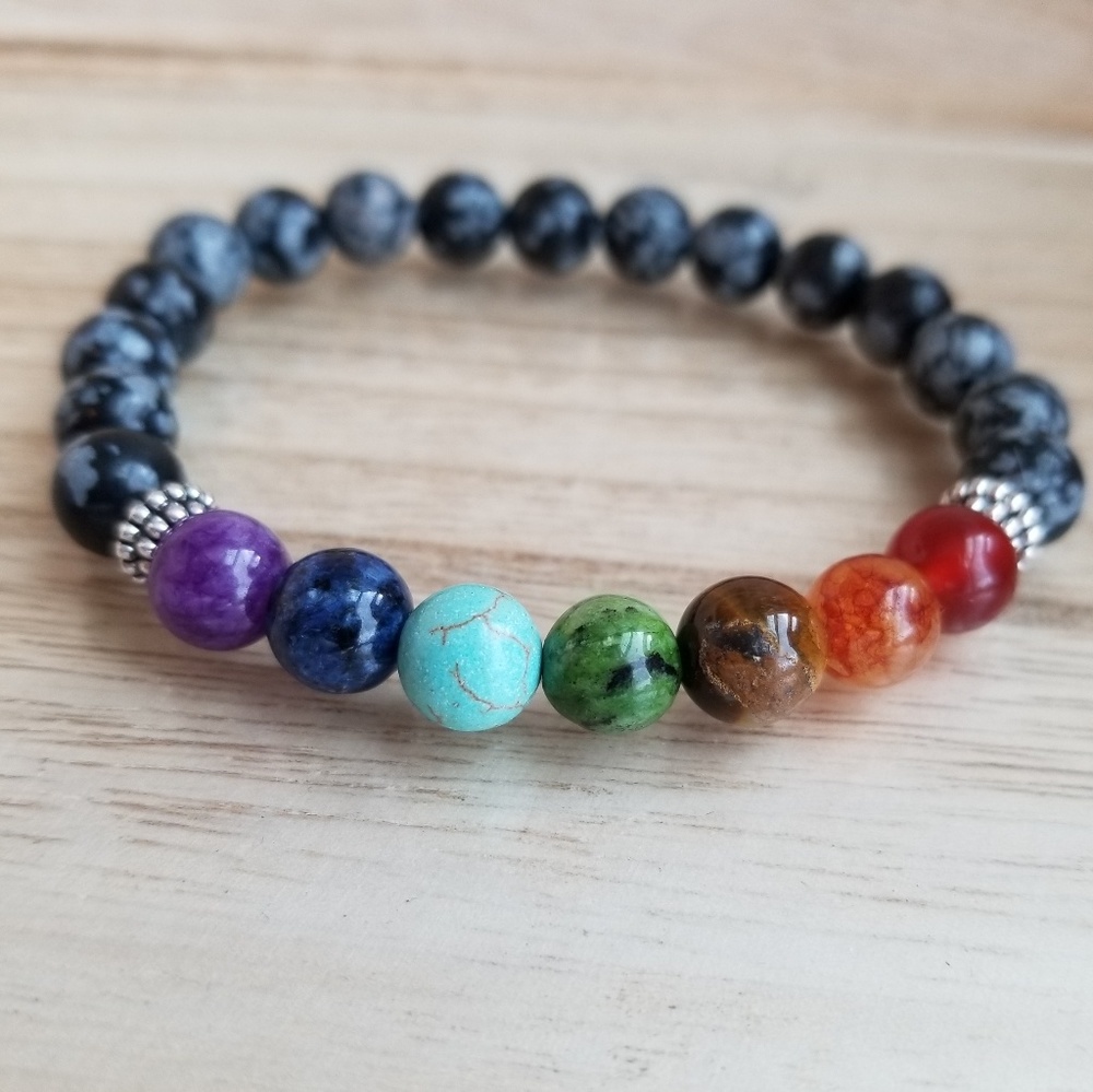 7 Chakra Bracelet with Black Howlite - Picture 6 of 7